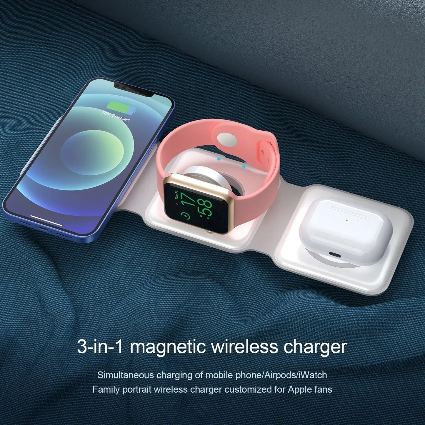 3-in-1 Magnetic Multi-function Charger Folding Wireless Charger for Xiaomi  Apple Phone Headset Watch Airpods Charger
